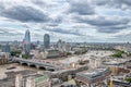 London skyline with a view the Thames looking down river to the Tate modern Parliament and the London eye