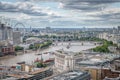 London skyline with a view the Thames looking down river to the Tate modern Parliament and the London eye