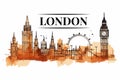 London Skyline Water Colour Vector Illustration Royalty Free Stock Photo