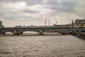 London southwark bridge and construction cranes