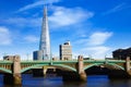 London Southwark bridge and Shard on Thames