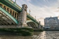 London Southwark bridge in Thames river UK.