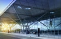 LONDON STANSTED AIRPORT, UK - MARCH 23, 2014: Airport building in sun rise Royalty Free Stock Photo