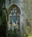 London Street Light Seen Through Old Windows Of St Dunstan