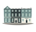 London street landscape vector Illustration. Apartment buildings cartoon icon