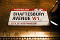 London Street Sign, Shaftesbury Avenue Royalty Free Stock Photo