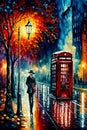 London streets in impressionist art style