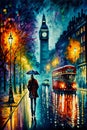 London streets in impressionist art style