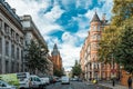 London streets near Kensington gardens in England