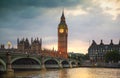 London sunset. Big Ben and houses of Parliament, London Royalty Free Stock Photo