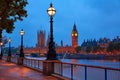 London sunset skyline Bigben and Thames