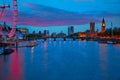 London sunset skyline Bigben and Thames