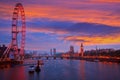 London sunset skyline Bigben and Thames