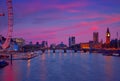 London sunset skyline Bigben and Thames