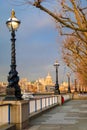 London, Sunset on St Paul Cathedral from Southbank Royalty Free Stock Photo