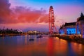 London sunset at Thames river near Big Ben