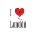 London symbol. I love London flower concept sign over whi