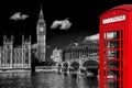 London symbols with BIG BEN, DOUBLE DECKER BUSES and Red Phone Booth in England, UK Royalty Free Stock Photo