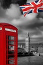 London symbols with BIG BEN and Red Phone Booth in England, UK Royalty Free Stock Photo