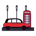 London taxi and telephone cabin