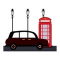 London taxi and telephone cabin