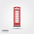 London telephone booth isolated on white background.