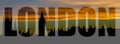 London Text Banner - London City Skyline at dusk with Westminster & big ben Royalty Free Stock Photo