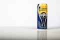 A can of Orangina against a white background