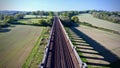 Train lines on viaduct