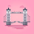 London Tower Bridge in Flat Style Vector Royalty Free Stock Photo