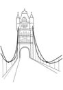 London Tower Bridge illustration, front view