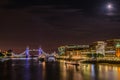 London-The Tower Brigde and HMS Belfast at night