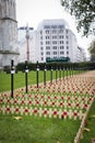 LONDON TOWER - OCTOBER 11 2014. Ceramic poppies installation by