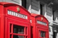 London, traditional red telephone box.