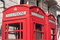 London, traditional red telephone box.