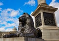 London Trafalgar Square Lion in UK Royalty Free Stock Photo