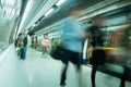 London Train Tube station Blur people movement in rush hour Royalty Free Stock Photo