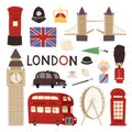 London travel icons english set city flag europe culture britain tourism