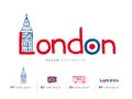 London travel set, England, Big Ben, bus Royalty Free Stock Photo