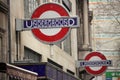 London tube sign in the snow Royalty Free Stock Photo