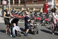 London, U.K. August 22, 2019 - mothers with babys walking down the street. A group of people, tourists visiting London