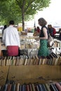 London, U.K., July 22,2021- Book market. candid people at the outdoor book market on the South Bank of the River Thames, London