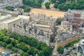 London, UK. Aerial view of Whitehall Gardens and Govern Headquar