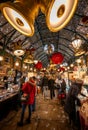 London, UK: The Apple Market at Covent Garden with Christmas decorations Royalty Free Stock Photo