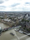 London, UK ; Apr, 30, 2018; views of westminster parliament from a london eye booth