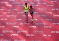 London,uk. April 2018: Blind runner in the London Marathon Royalty Free Stock Photo