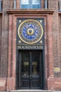 LONDON, UK - APRIL 1, 2019: Bracken House Clock, Astronomical Year Clock in Cannon Street