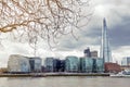 City Hall of London and The Shard, the tallest building in the UK, iconic architectural landmarks by River Thames, England Royalty Free Stock Photo