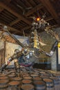 The dragon statue titled Keeper installed at the entrance to the exhibition inside the White Tower building at the Tower of London