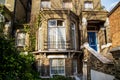 LONDON, UK - April, 13: English house with white lace curtains